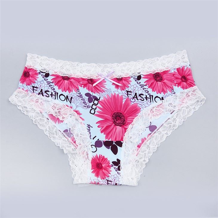 Mode Style Nylon Dentelle Floral Imprimé Soie Glacée Fille Slip Sexy Femmes Slip Sous-Vêtements Culotte Slip Dames Culottes Pour Femmes